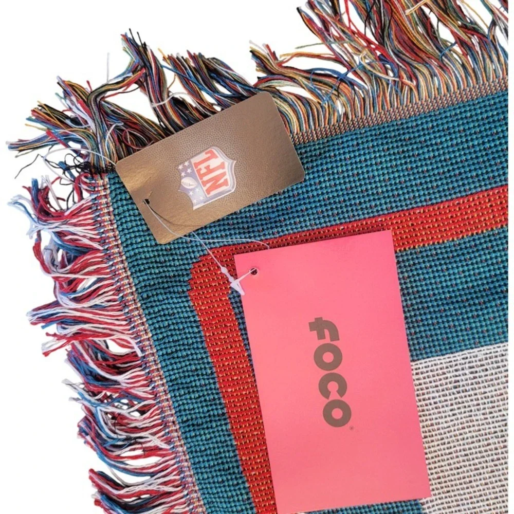 Miami Dolphins NFL Woven Tapestry 46x60 Multi Color by FOCO Fringed Edge - New